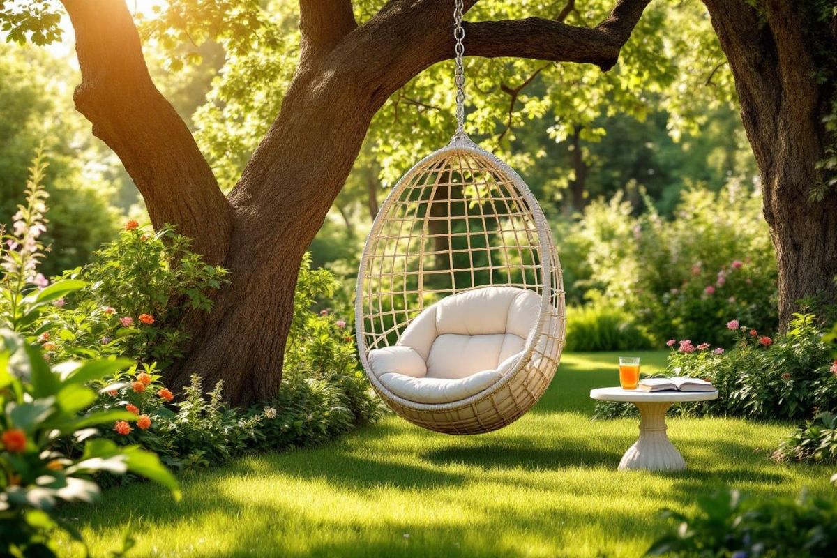 Un fauteuil suspendu pour un été de douceur au jardin