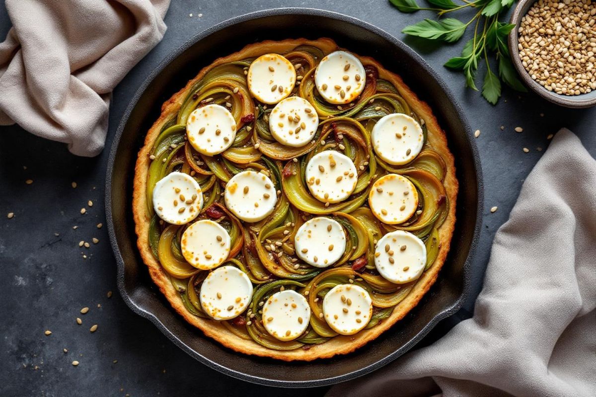 Découvrez la tarte fine poireaux-chèvre rapide à la poêle qui impressionne vos invités