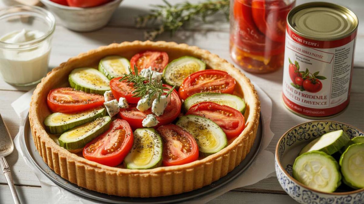Recette : tarte aux tomates, courgettes et fromage bleu
