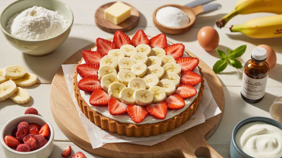 Tarte légère aux bananes et fraises : une douceur pleine de fraîcheur