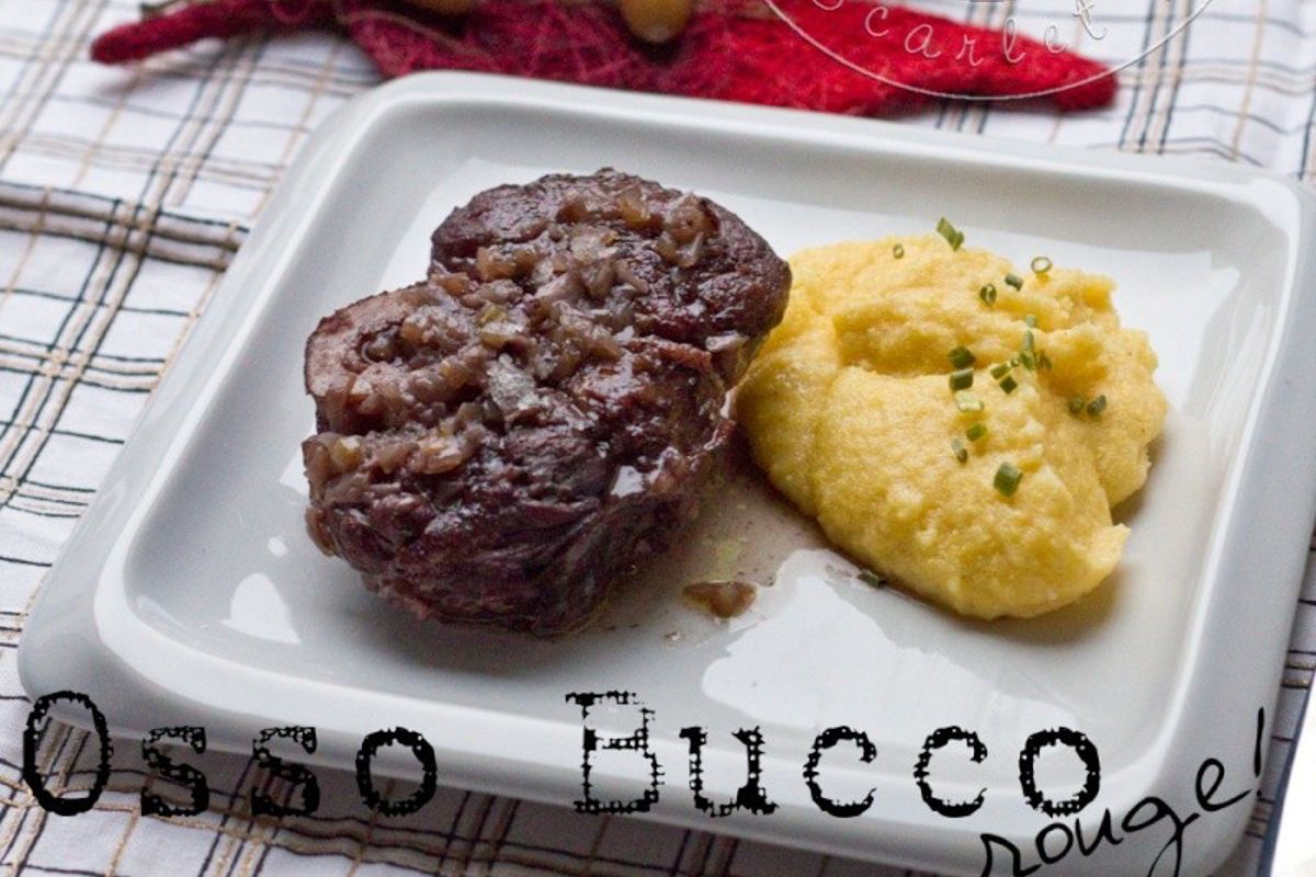 Osso bucco au vin rouge et polenta crémeuse au parmesan