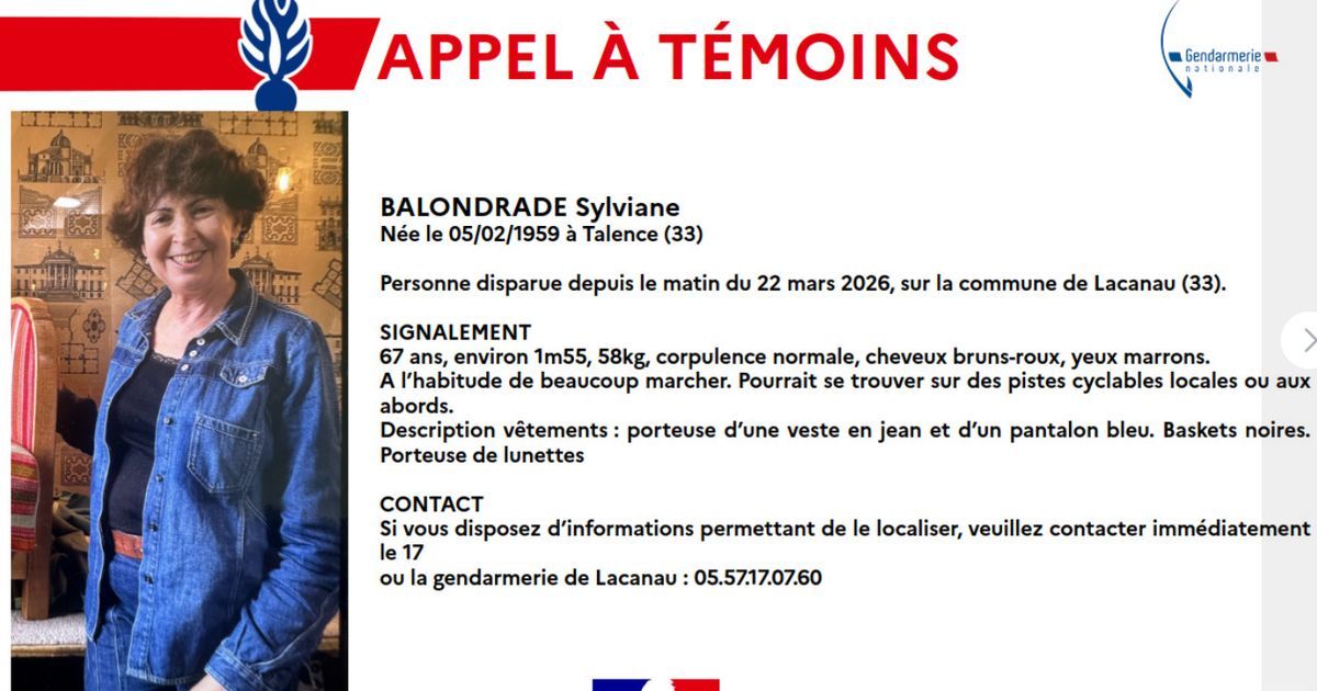Disparition inquiétante à Lacanau : la gendarmerie sollicite votre aide