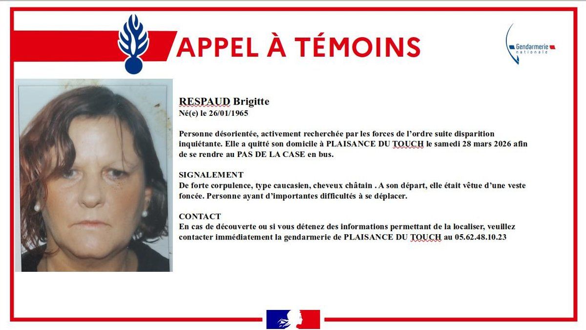 Disparition inquiétante en Haute-Garonne : un appel à témoins lancé pour retrouver Brigitte Respaud