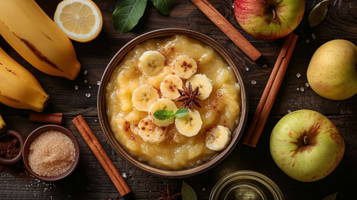 Dégustez une compote pomme-banane onctueuse et savoureuse