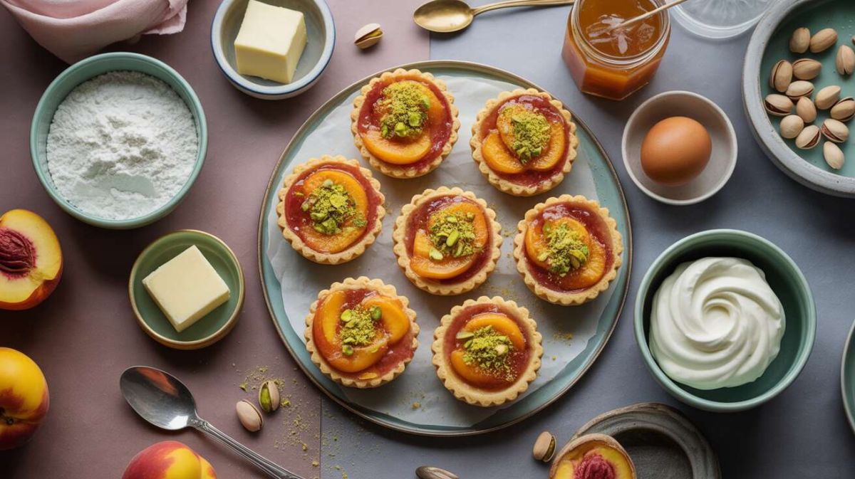 Des tartelettes aux pêches et pistaches pour une touche estivale