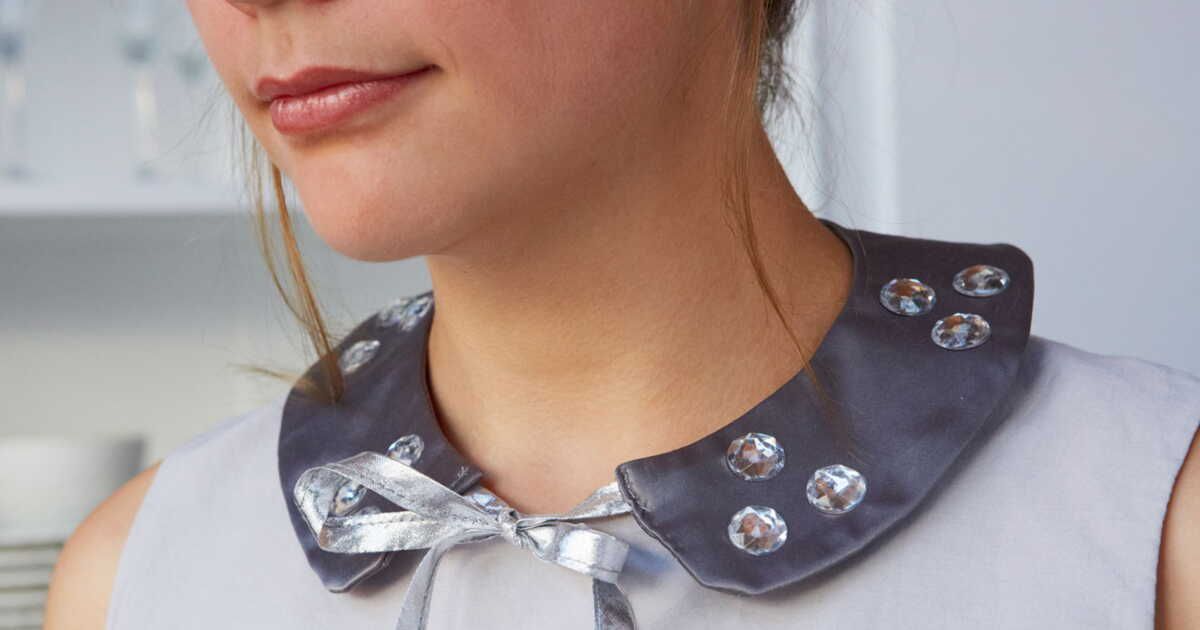 Le charme éclatant du col claudine à strass