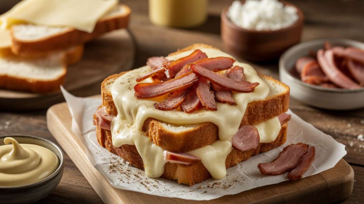 Une touche gourmande pour le croque-monsieur : lardons et fromage