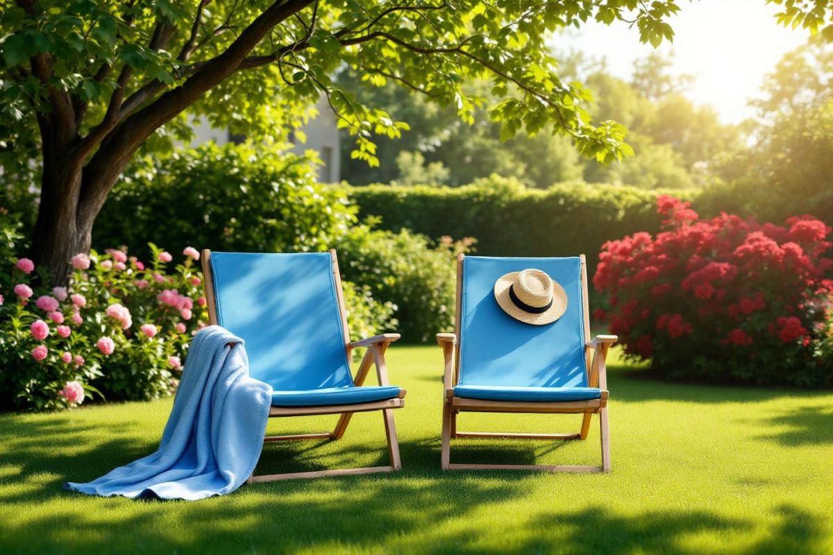 Détente au jardin : le transat Duo Mistral bleu à prix réduit chez Truffaut