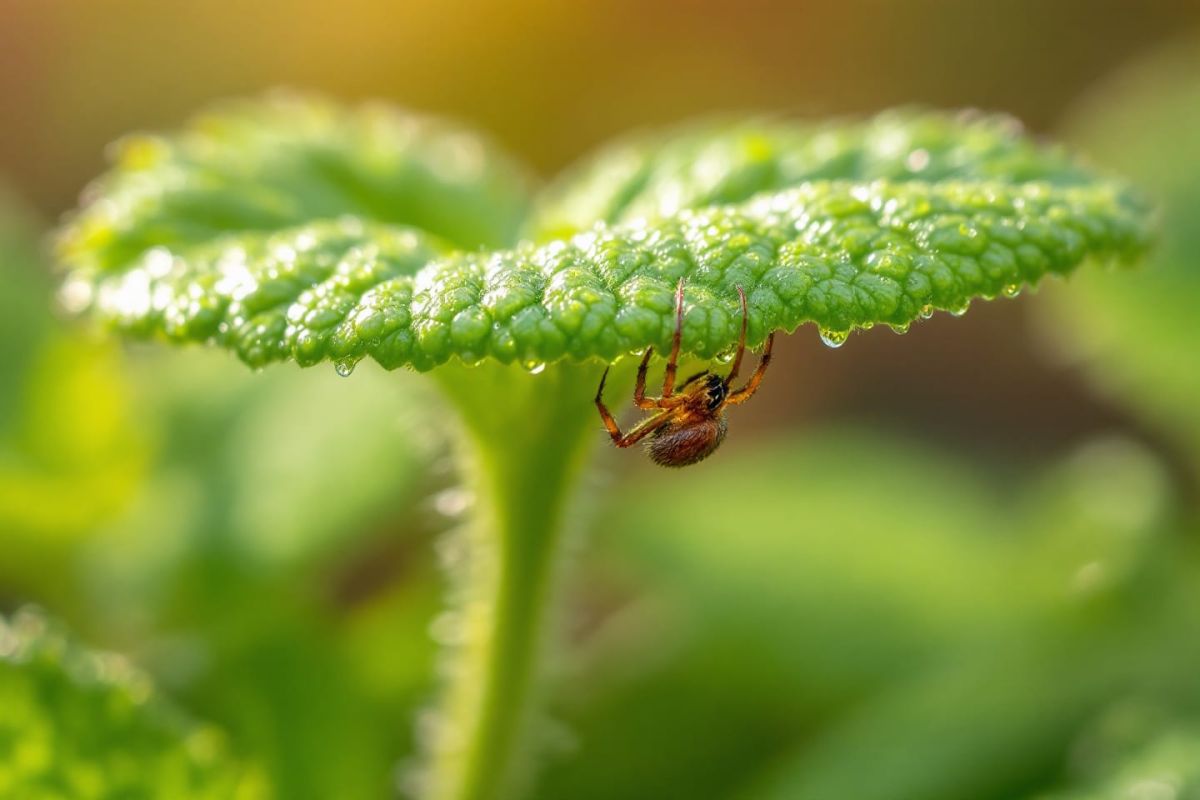 Sous la menthe, un monde insoupçonné : araignées en embuscade