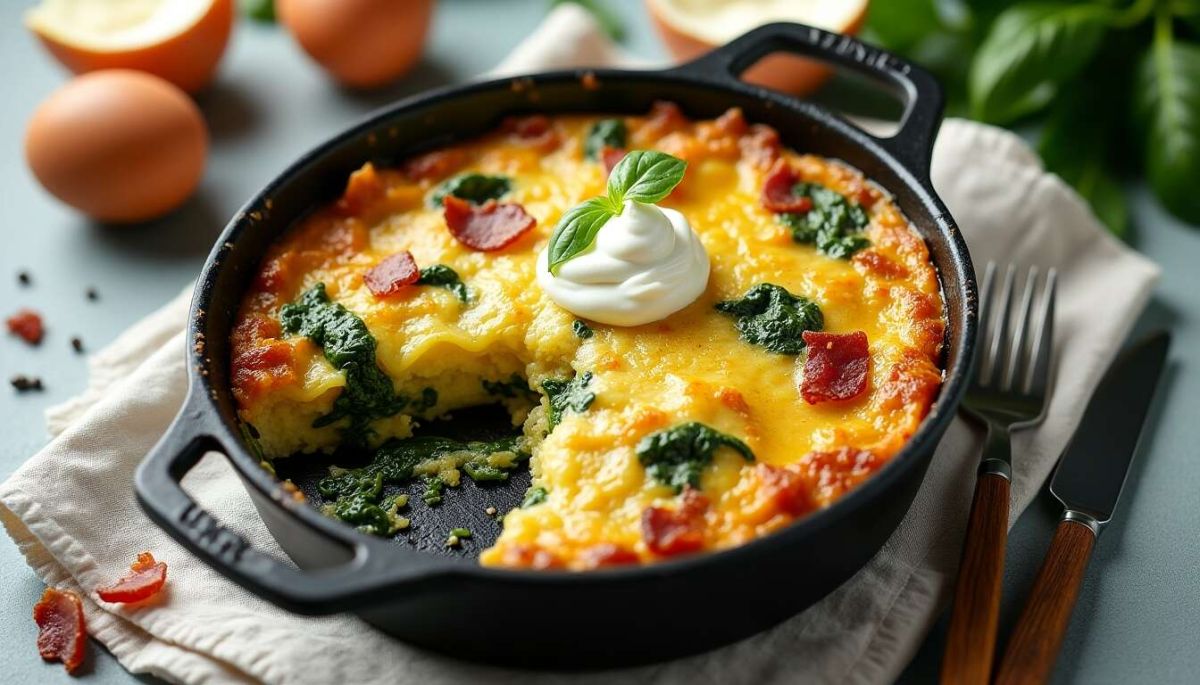 Gratin d'épinards : une douceur crémeuse aux lardons et œufs